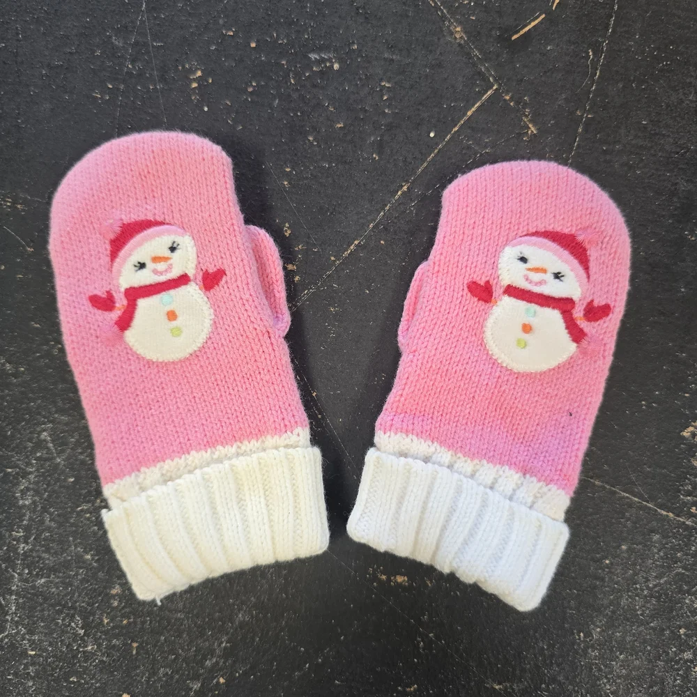 Knit Holiday Mittens Gymboree 2T - 3T Toddler Pink Snowman Cozy Cutie 2011
